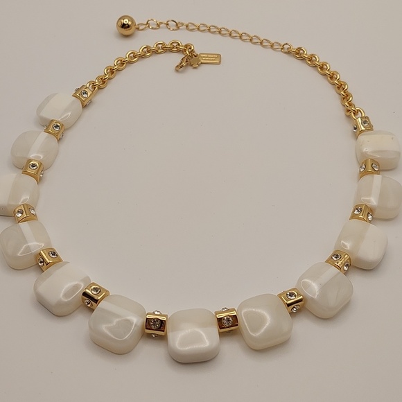 kate spade Jewelry - KATE SPADE White & Goldtone Cube Necklace With Rhinestones - Women's Jewelry EUC